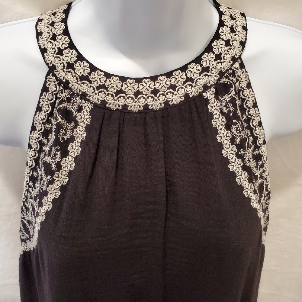 Embroidered Halter Neck Dress, Black, Size XS - Picture 4 of 9